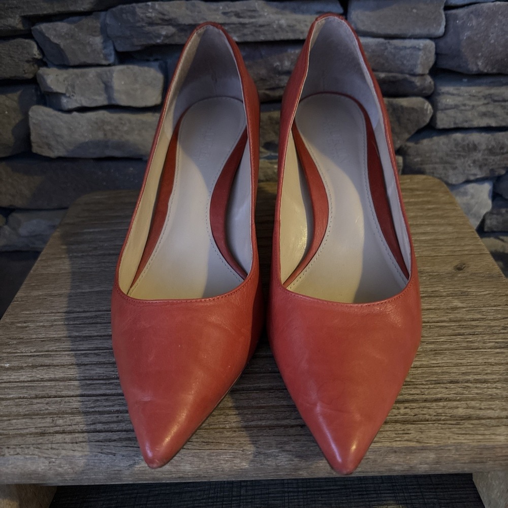 LAUREN RALPH LAUREN STILETTO PUMPS - RED LEATHER - 9.5 B - Picture 4 of 12